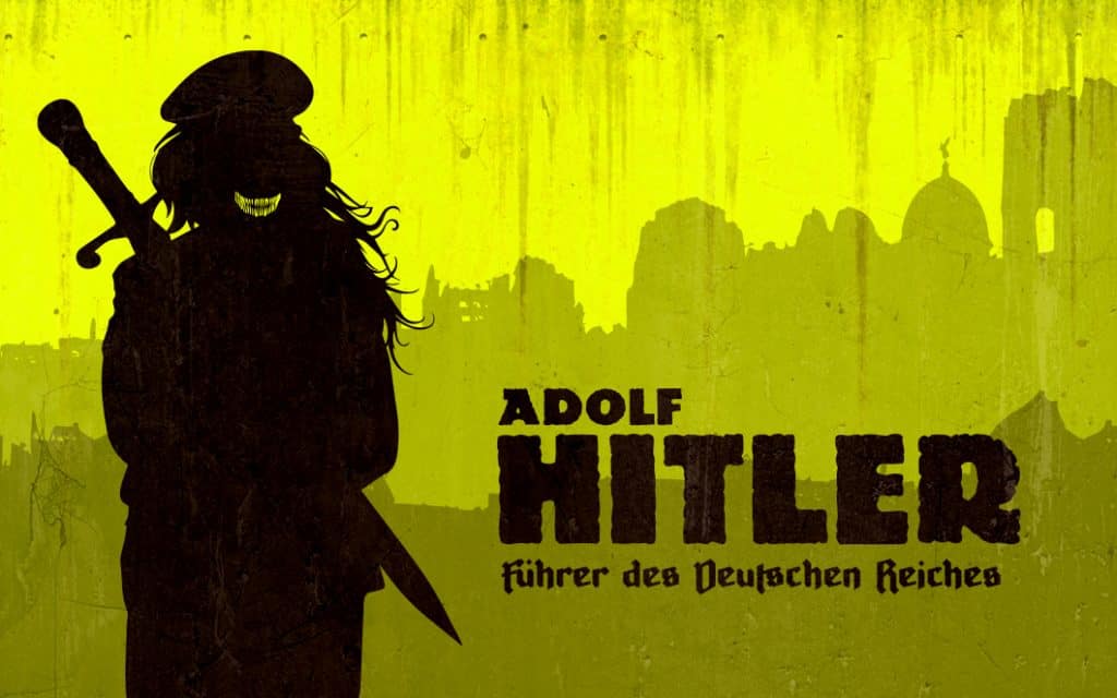Die Silhouette von Adolf Hitler ist zu sehen. Doch er trägt ein Schwert und hat lange Haare? Was hat sich der Autor da denn ausgedacht?